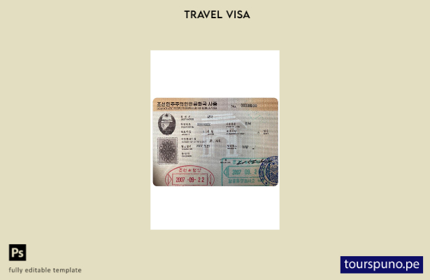 Plantilla de visa de Corea lista para imprimir